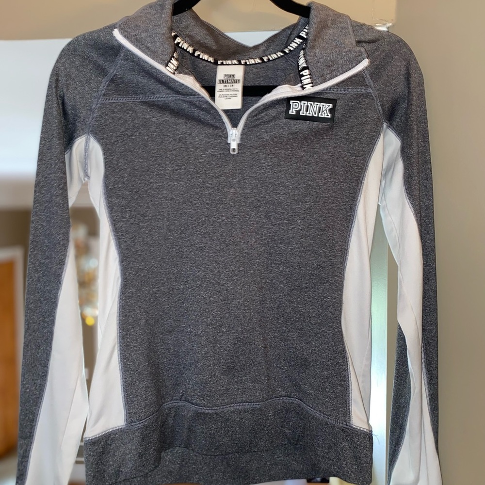 Victoria secret PINK quarter zip grey and white basically brand new